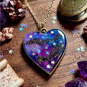 Galactic Heart Stardust Resin Pendant